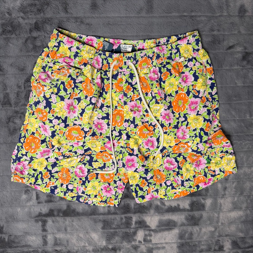 Polo Ralph Lauren Swim Trunks Mens Large Navy Floral Print Drawstring Shorts
